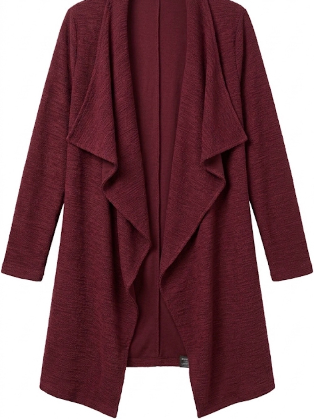 Steve Madden Draped Open-Front Cardigan in Burgundy